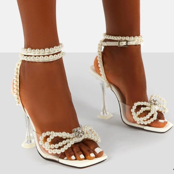 Public Desire Shoes - Brand New Pearl Bow Sandals